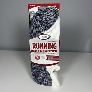 Mens Thorlos Cushion Rolltop Running Socks, White/Navy, X-Large US